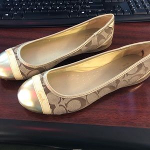 Coach Cecile Ballet Flats Gold Cap Toe